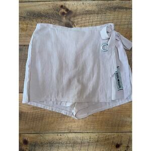 NWT Womens‎ Haute Monde Khaki Beige Tie Side High Rise Skort Size M